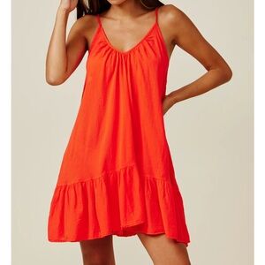 Chic Orange Spaghetti Strap Dress